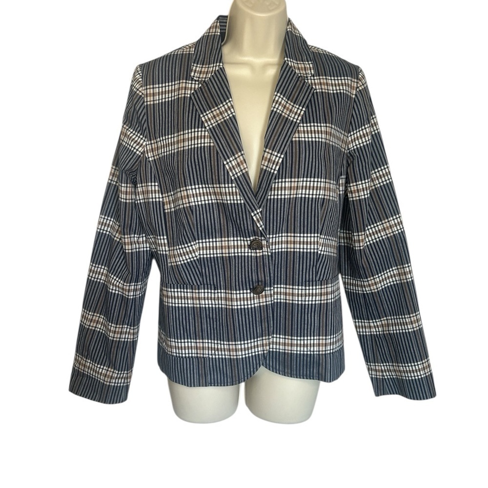 Pendleton Navy and White Plaid Blazer